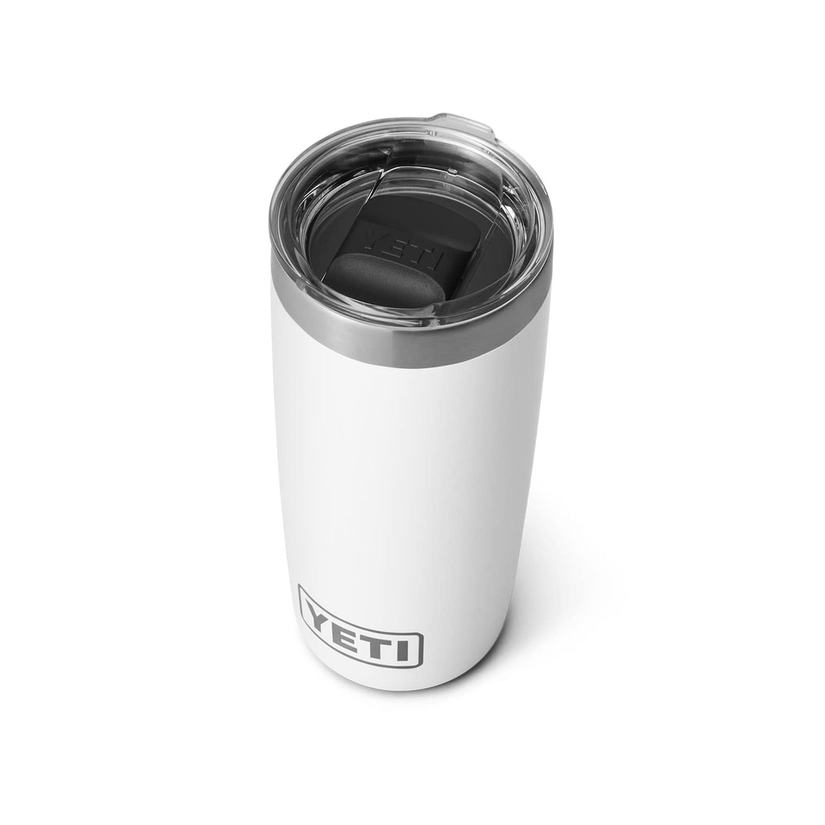 YETI Rambler showing front view and compact travel-ready profile