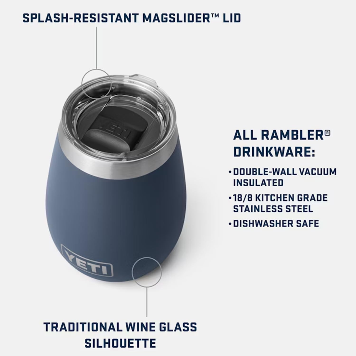YETI Rambler MagSlider lid close-up showing magnetic closure for easy sipping
