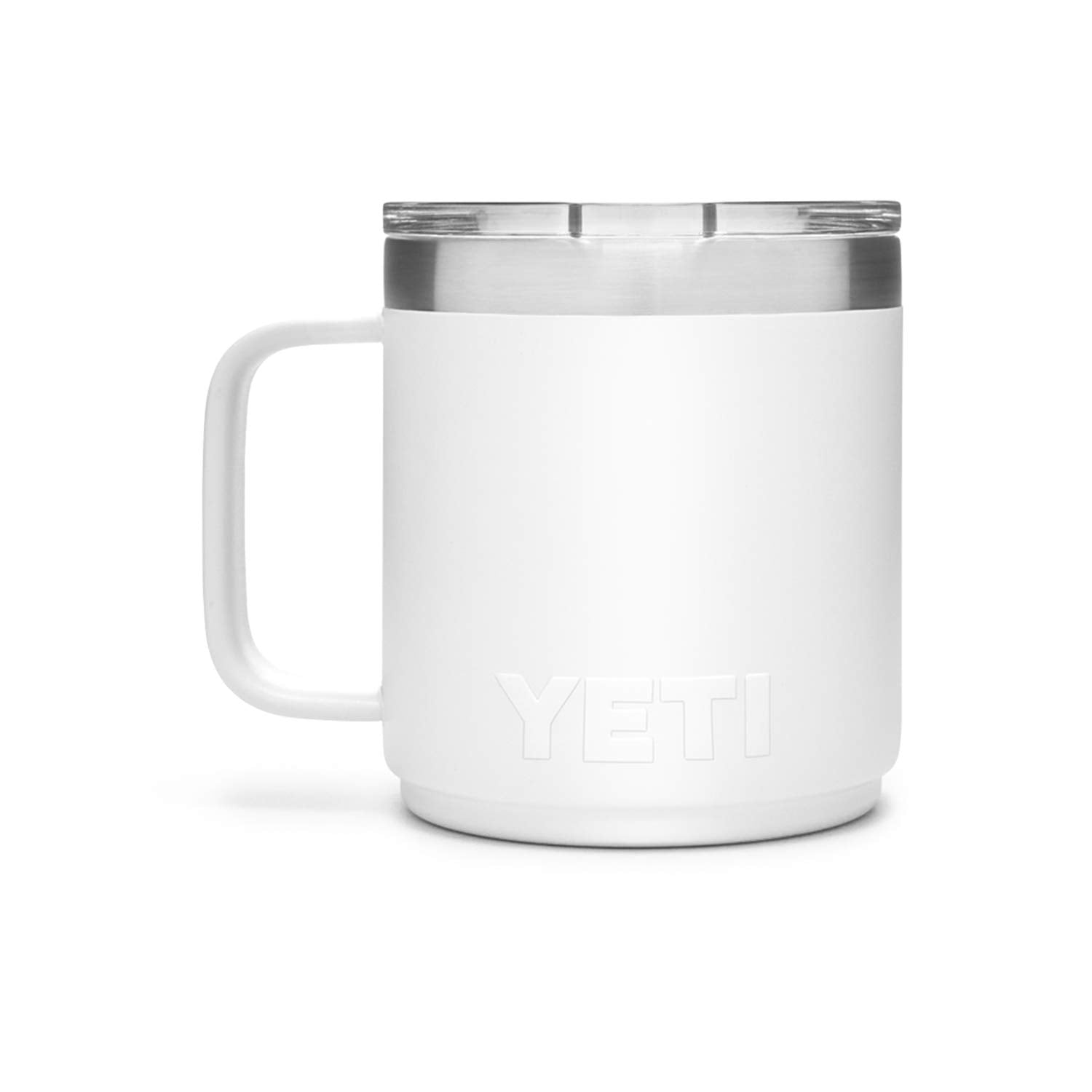 YETI Rambler stainless steel interior close-up showing vacuum insulation and easy-clean surface