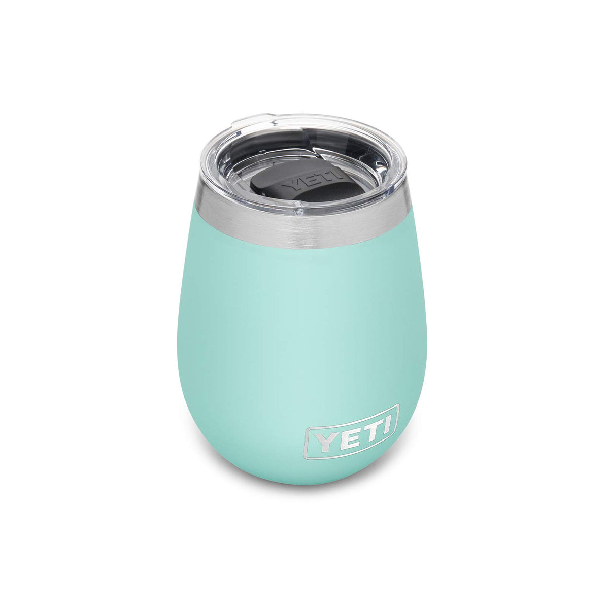 YETI Rambler Seafoam front view showing logo and slim profile for durable portable drinking