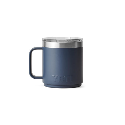 YETI size comparison with hand holding mug, compact 10 oz capacity