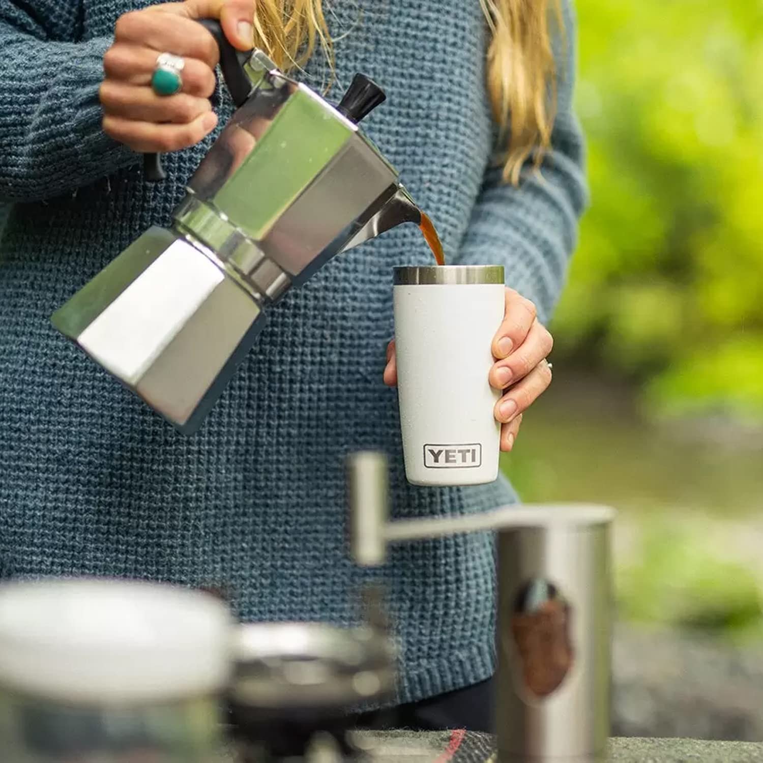 YETI Rambler packaging and label displaying product details and authenticity