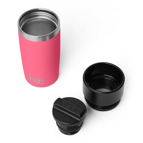 YETI Rambler cap open at sip angle showing easy drinking on the go