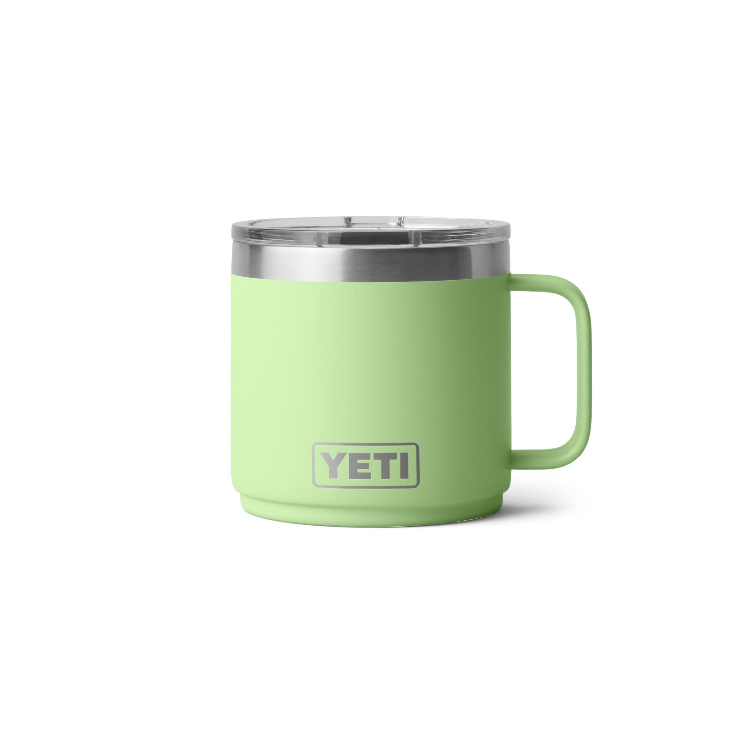 YETI Rambler 14 oz front view showing Key Lime color and durable design