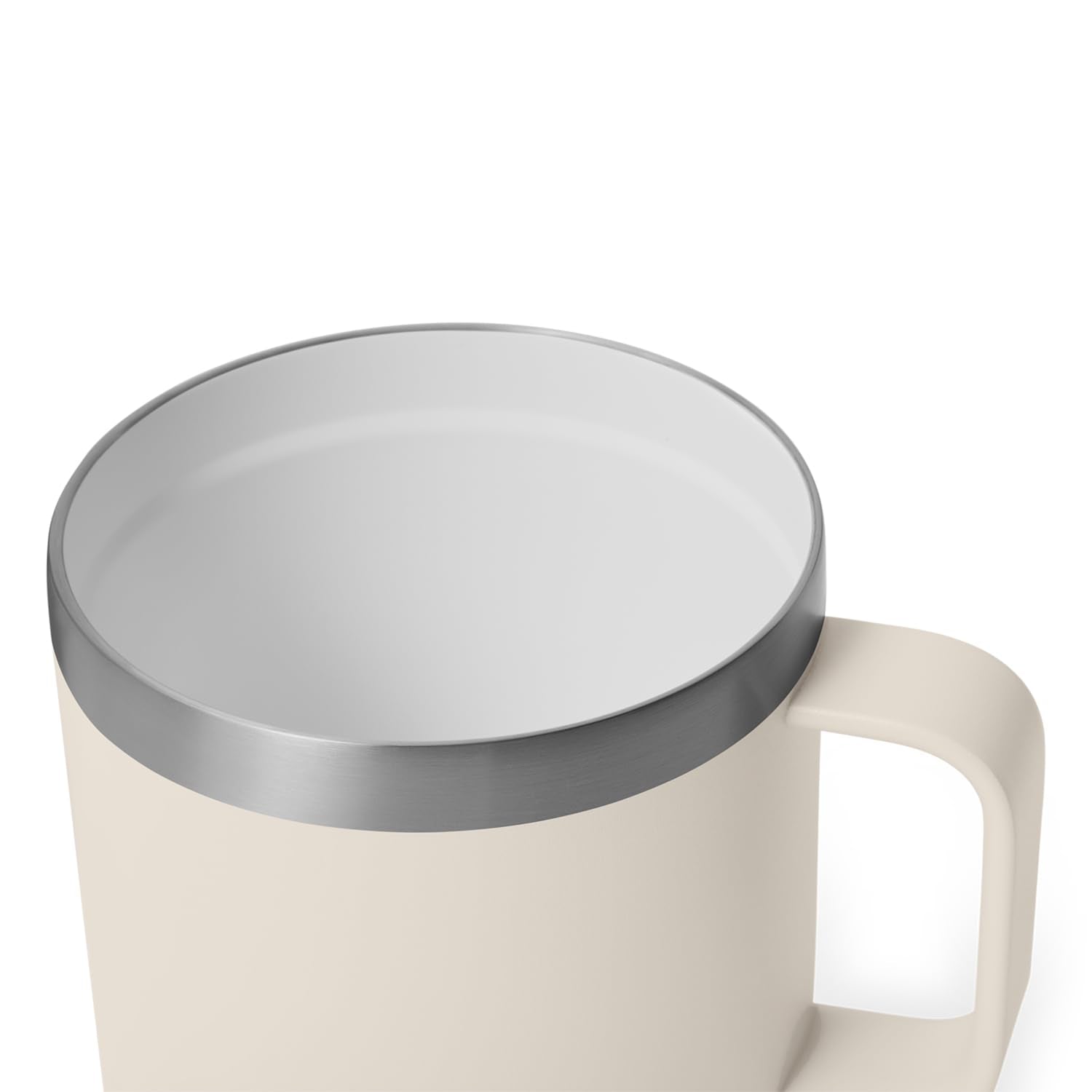 YETI Rambler top view with lid showing spill-resisting rim