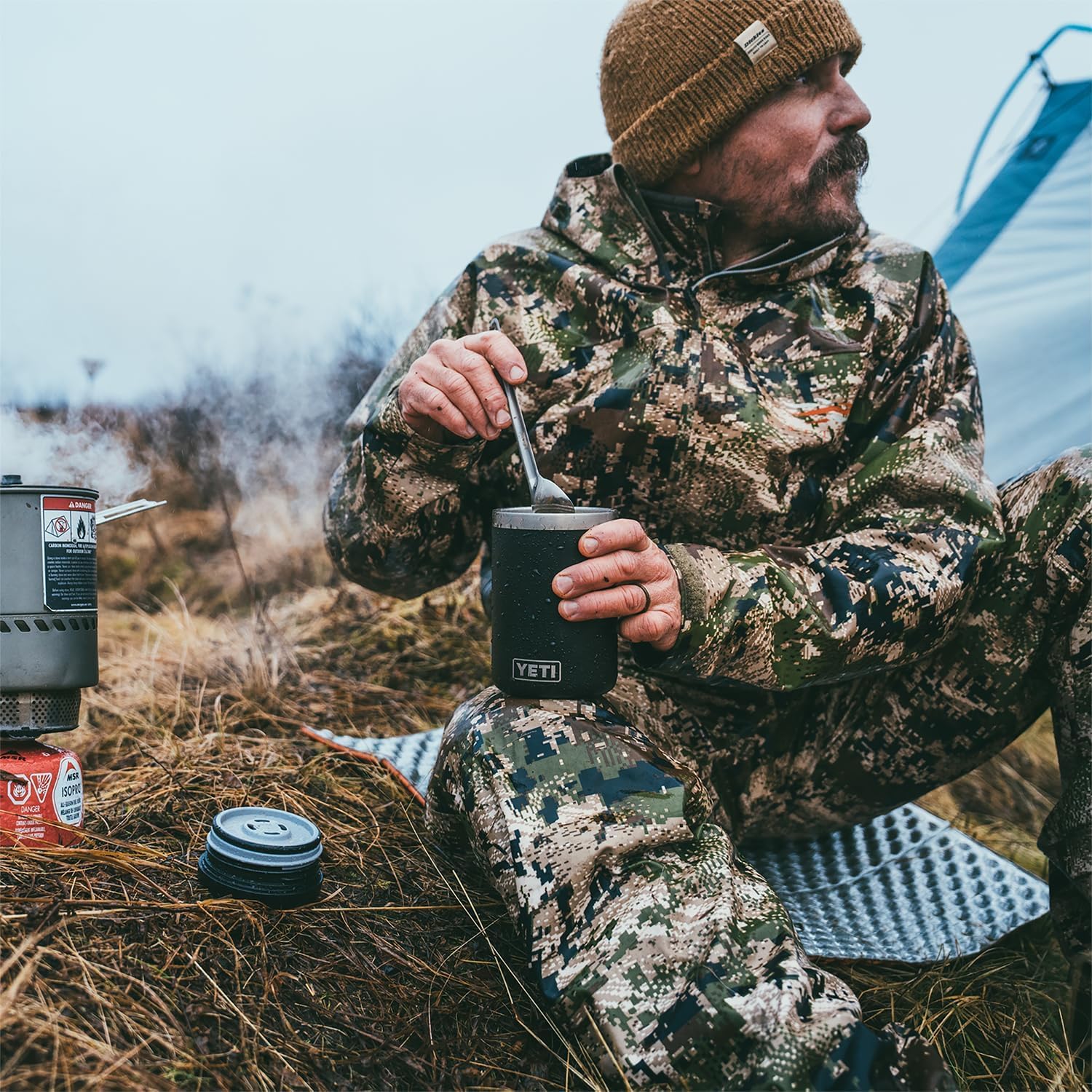 YETI jar packed inside a backpack illustrating outdoor convenience