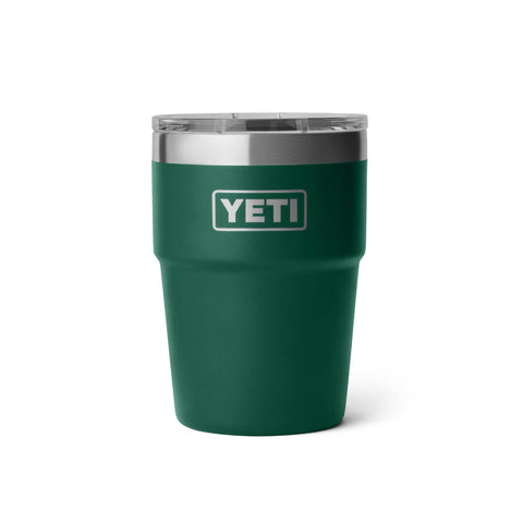 YETI Rambler front view showing black forest green color and compact benefits