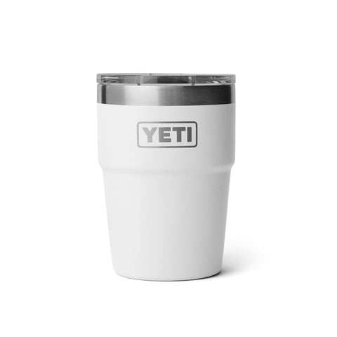 YETI Rambler 16 oz front view in white showing durable finish and sleek design benefit of easy cleaning