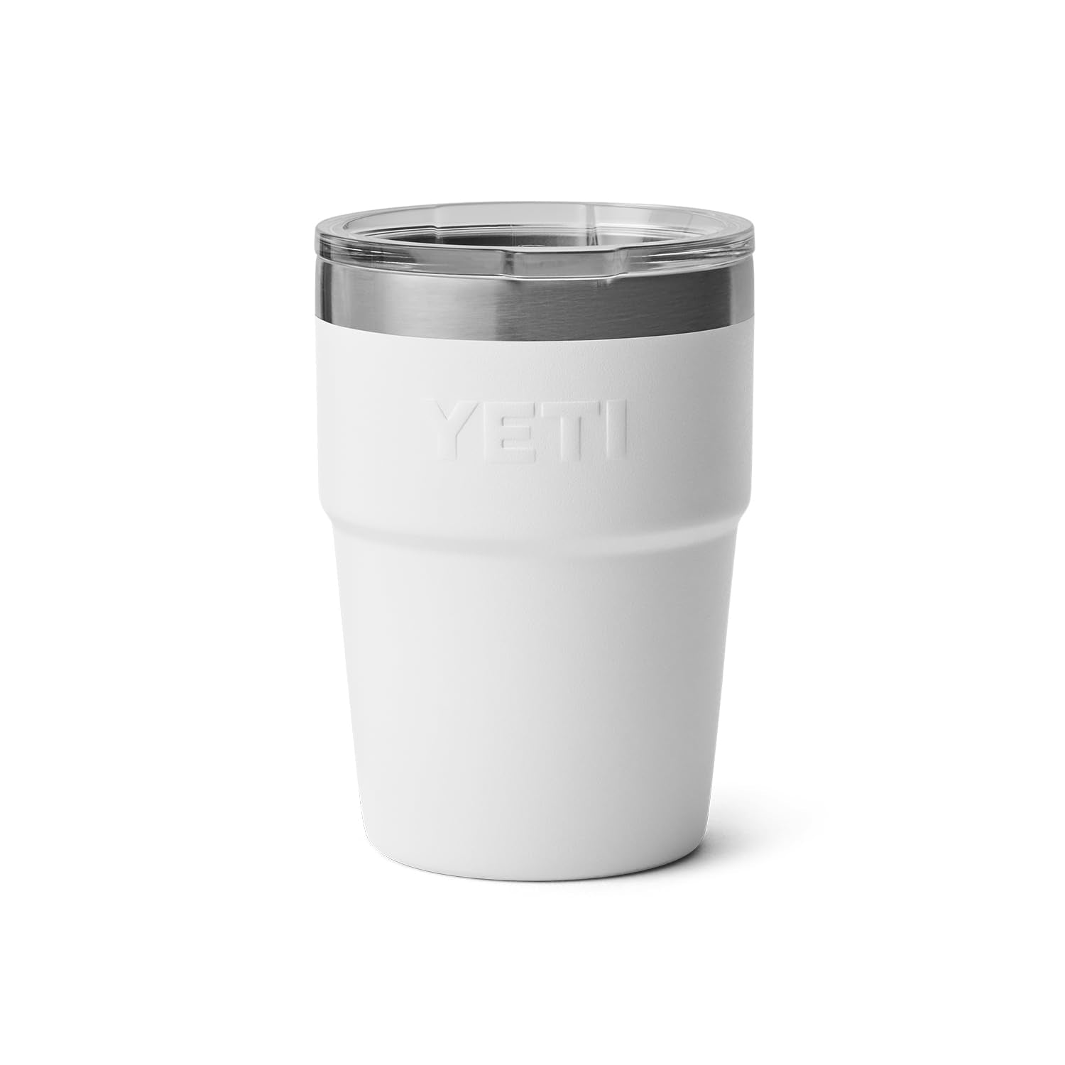 YETI Rambler stainless steel texture detail highlighting rugged construction benefit for long-lasting use