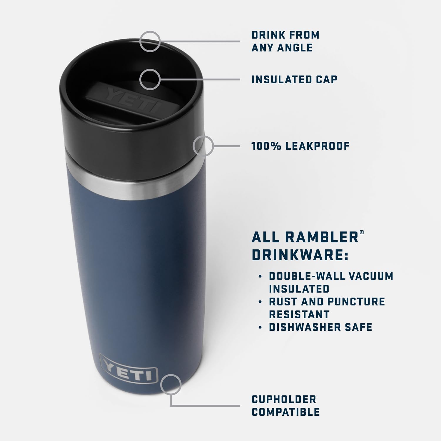 YETI wide mouth top view showing easy ice access and simple pouring