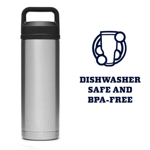 YETI Rambler next to a hand showing 18 oz size for comfortable portability