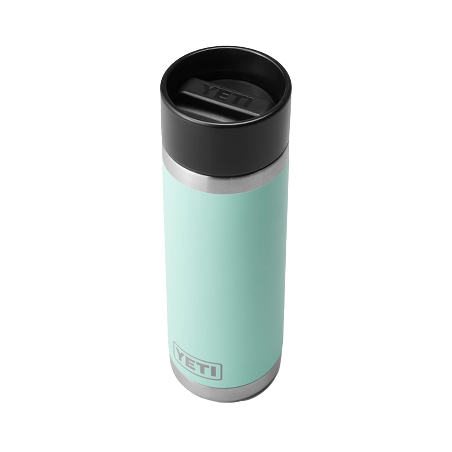 YETI Rambler front view in Seafoam showing sturdy bottle and color appeal