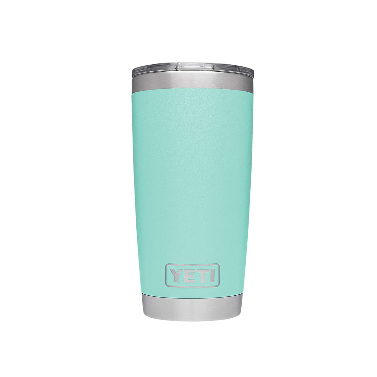 YETI Rambler front view showing Seafoam finish and durable build
