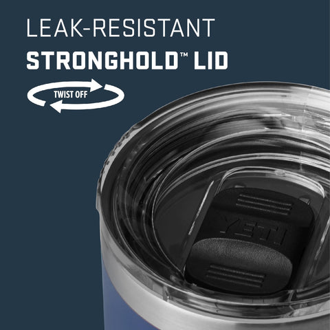 Close-up of 18/8 stainless steel on YETI Rambler highlighting dent resistance