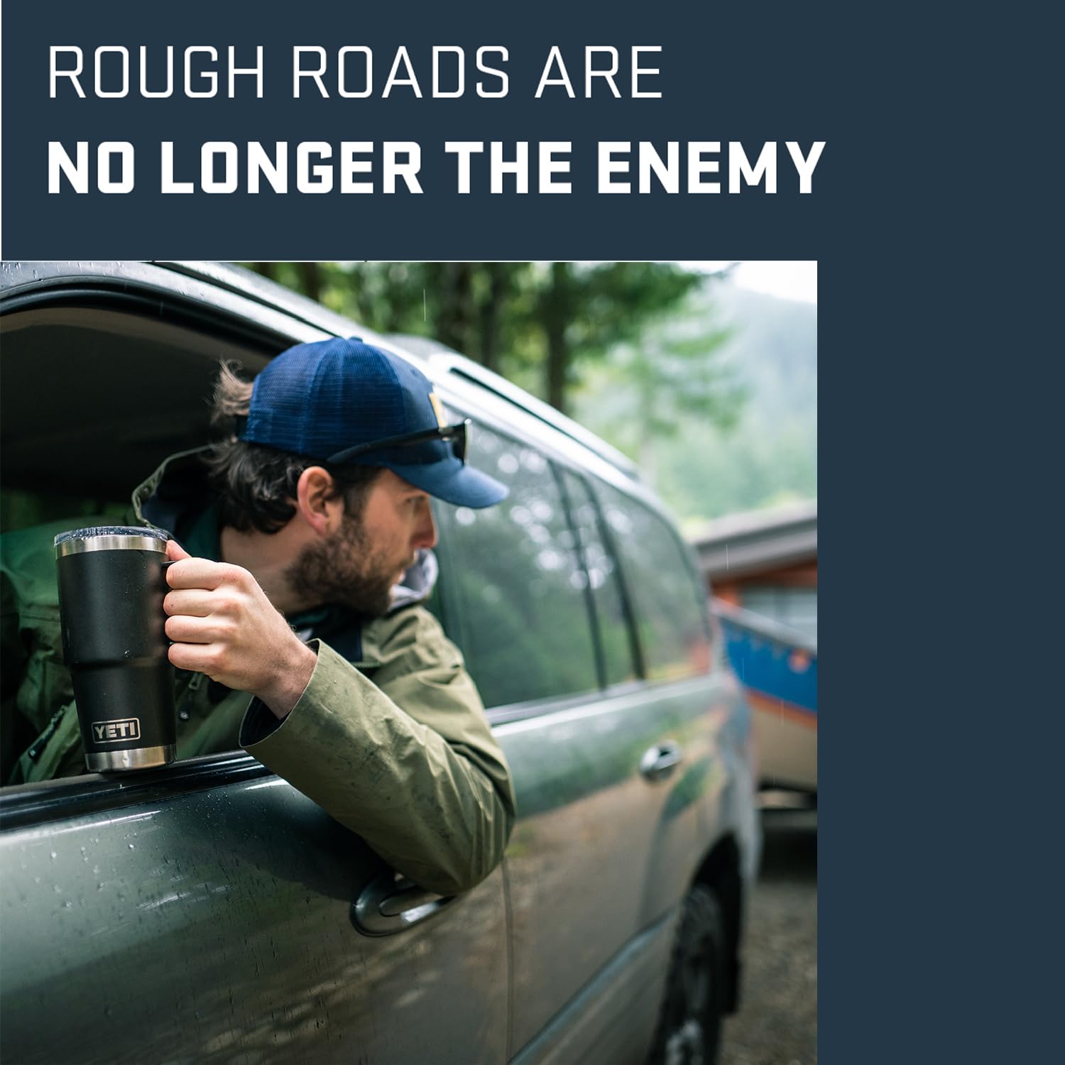 YETI Rambler with coffee outdoors illustrating thermal performance and lifestyle use
