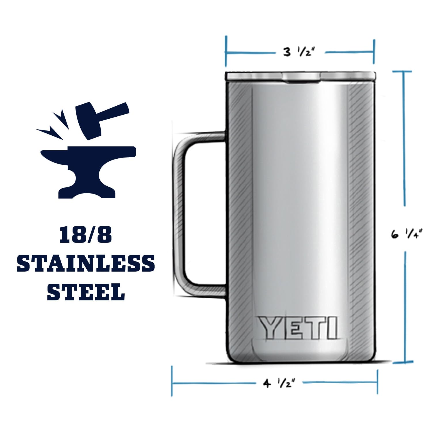 YETI stainless-steel interior detail showing durable, rust-resistant construction benefit