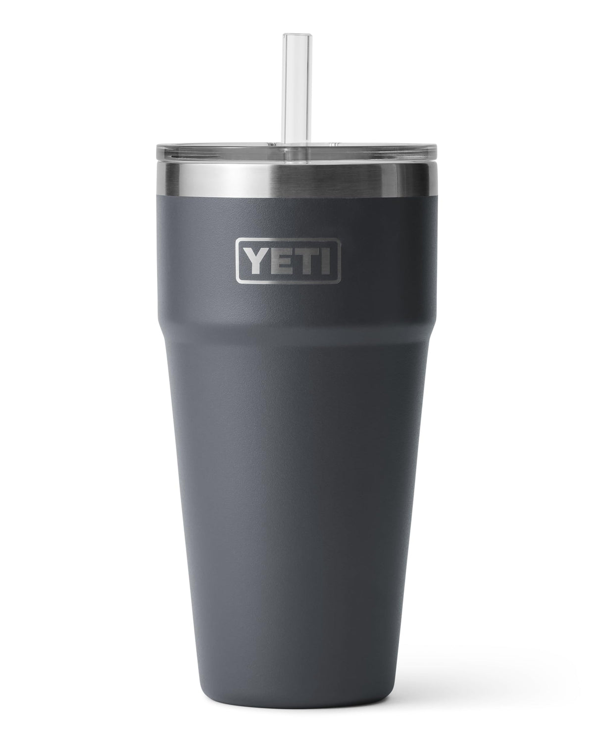 YETI Rambler 26 oz charcoal front view showing durable design and large capacity