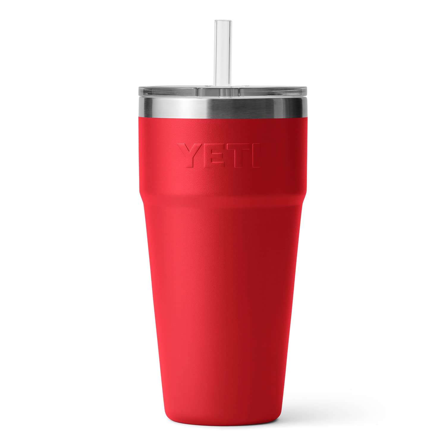 Hand holding YETI Rambler to show scale and comfortable portability