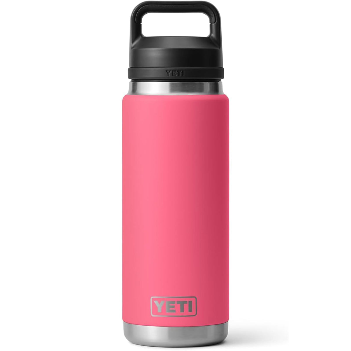 YETI Rambler front view in Tropical Pink showing durable bottle and capacity