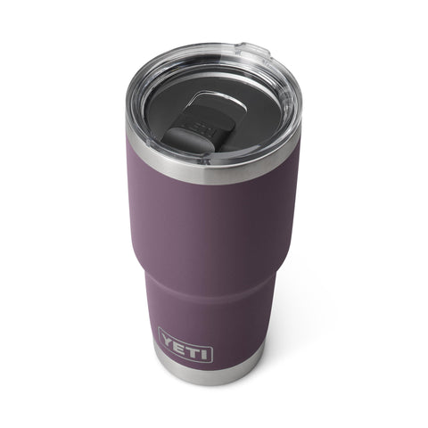 Side profile of YETI Rambler 30 oz Nordic Purple showing tapered base that fits cup holders