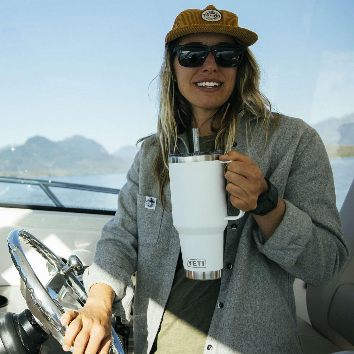 YETI Rambler assembled lid and straw showing spill-resistant sipping benefit
