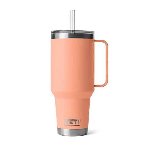 YETI Rambler straw lid detail with reusable straw for easy sipping advantage