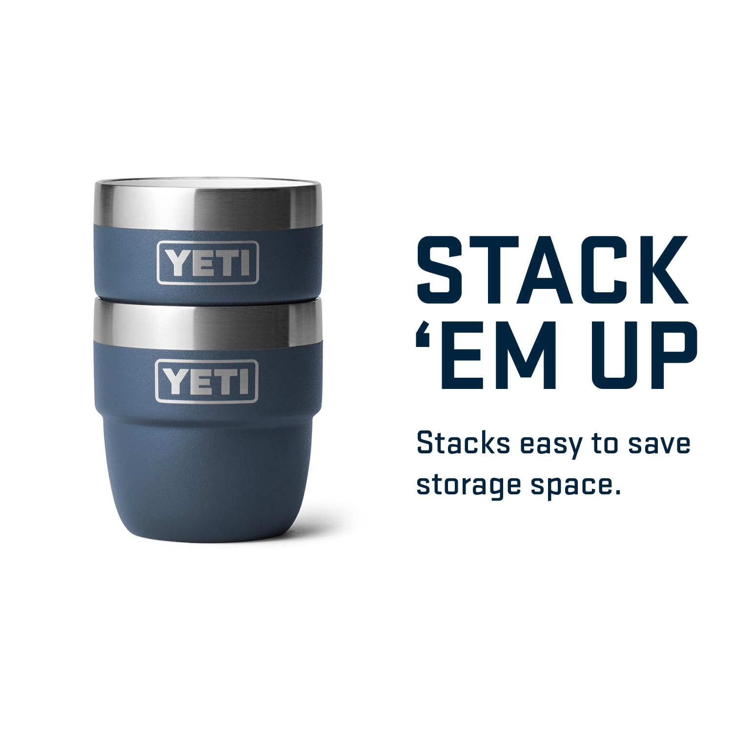 YETI Rambler held in hand for scale and portability ideal for travel and tiny kitchens