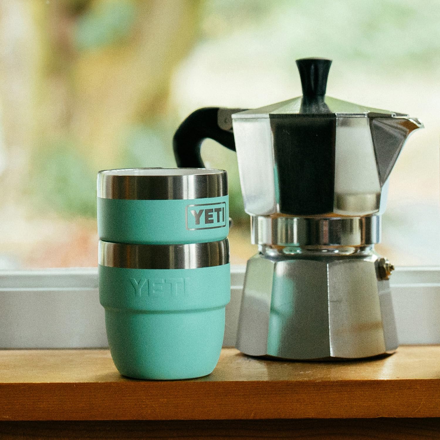 YETI Rambler 4 oz on camp table showing rugged use and easy cleaning