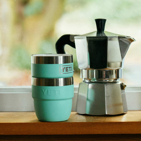 YETI Rambler 4 oz on camp table showing rugged use and easy cleaning