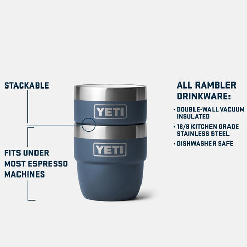 YETI Rambler 4 oz side view highlighting stackable design for space saving
