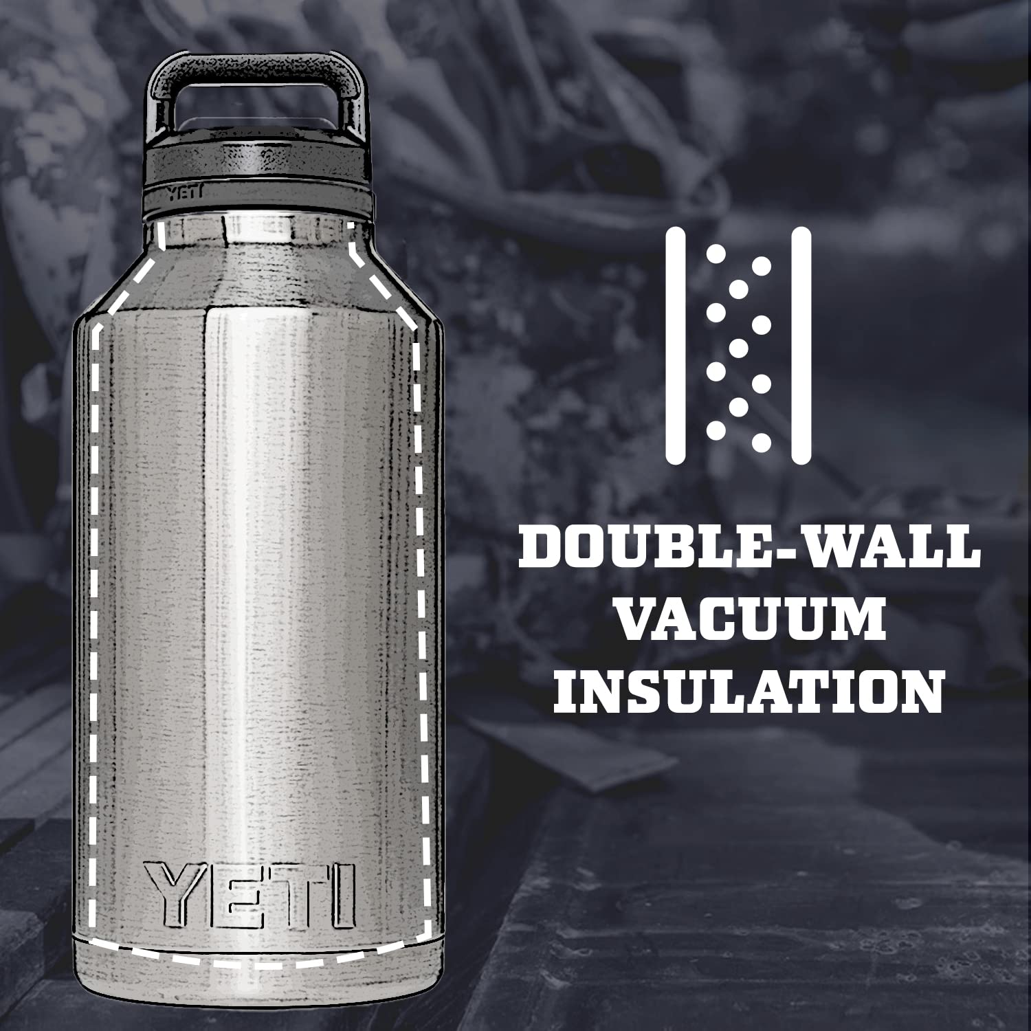 YETI Rambler Chug Cap close-up showing easy half-twist access benefit