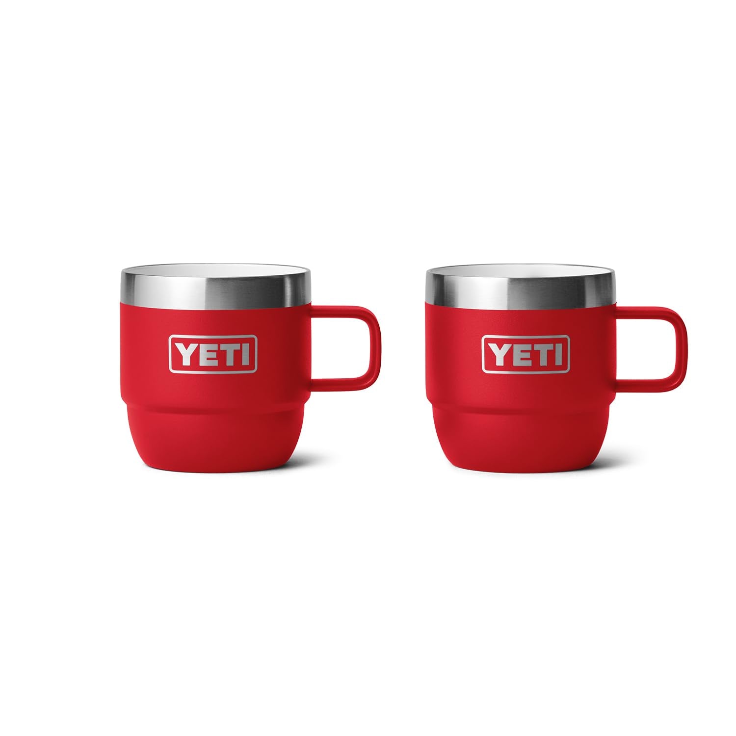 YETI Rambler 6 oz front view in Rescue Red showing durable exterior and compact size