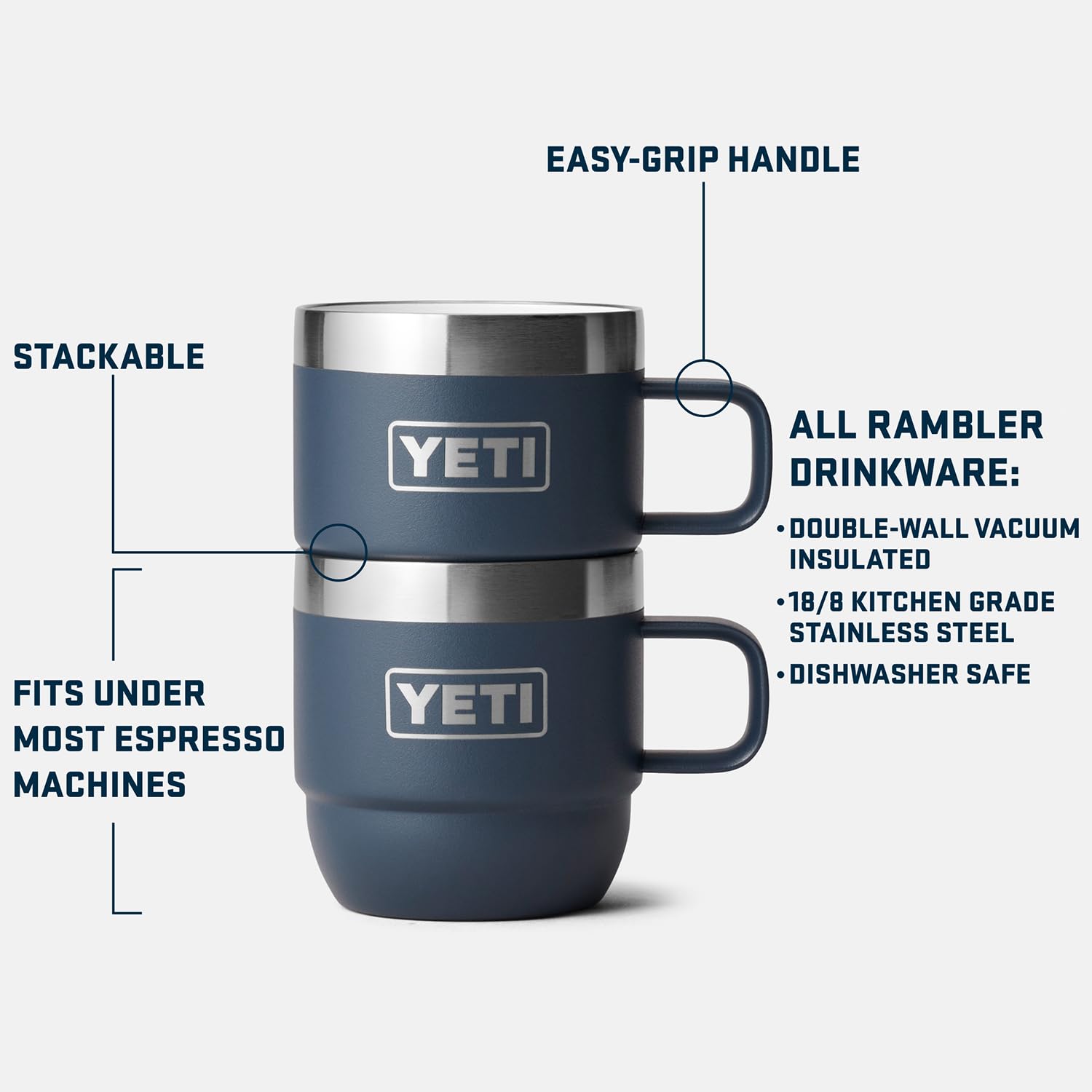 YETI Rambler 6 oz top view capturing espresso pour and clean rim for better sipping