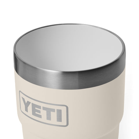 YETI Rambler stacked with other cups showing space-saving stackable design