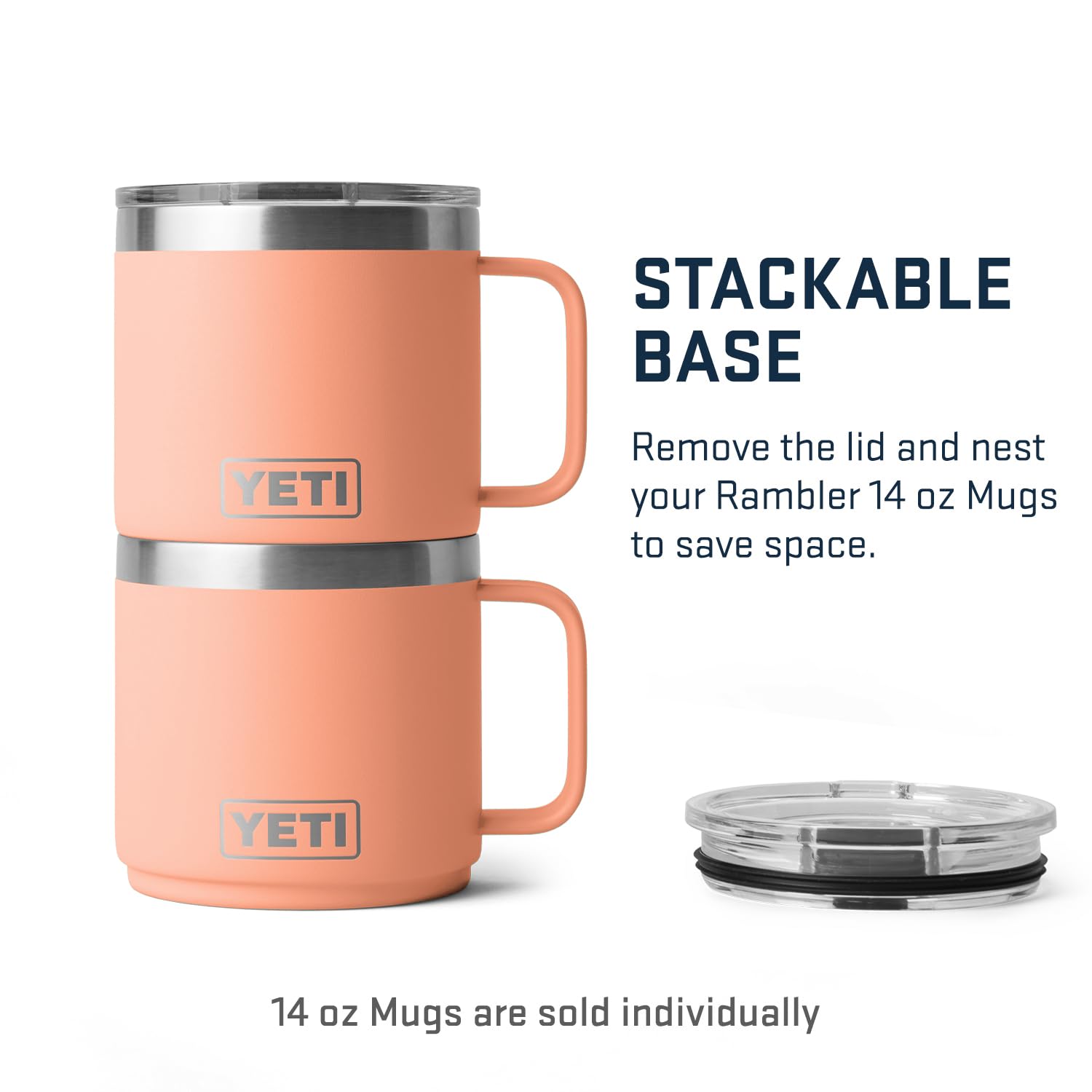 YETI Rambler base and label close-up showing material grade and rust resistance