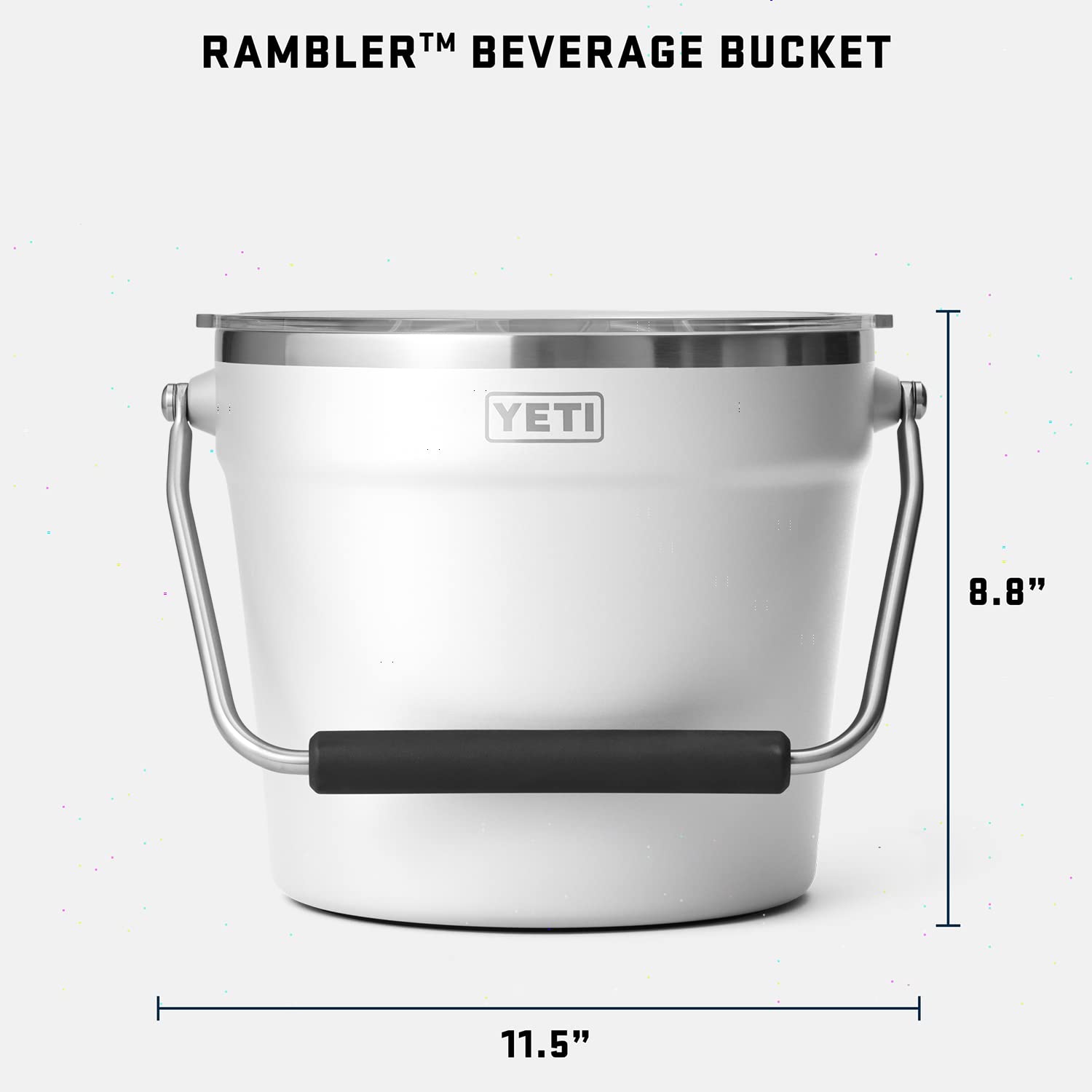 YETI Rambler beverage bucket interior with ice and bottles keeping drinks cold longer