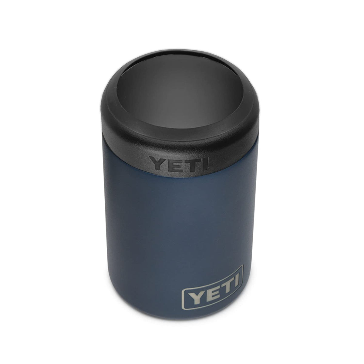 YETI Rambler Colster navy front view showing sturdy build and secure hold