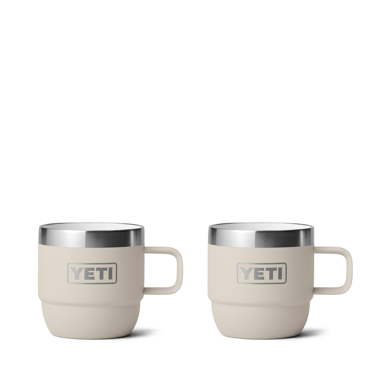 YETI Rambler front view showing two mugs and durable finish for confident use
