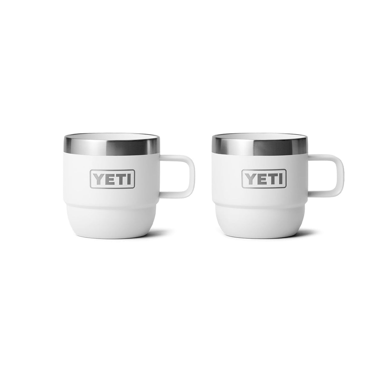 YETI Rambler front view white showing sleek mug, durable and portable