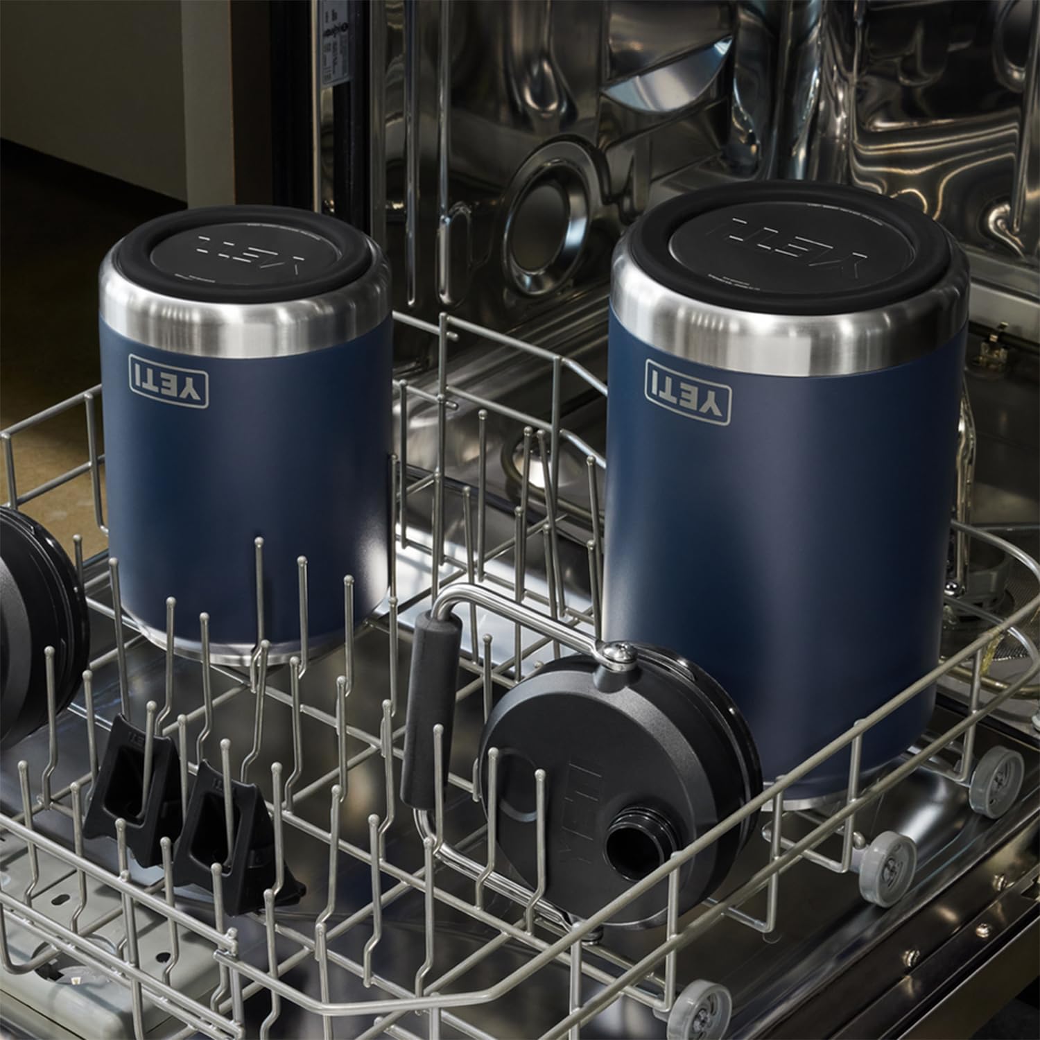 YETI Rambler in a dishwasher rack to show easy cleaning and low maintenance