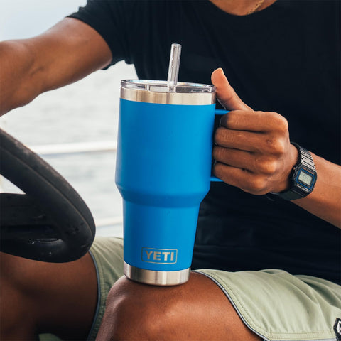 YETI Rambler close-up of handle for secure grip and comfortable carrying