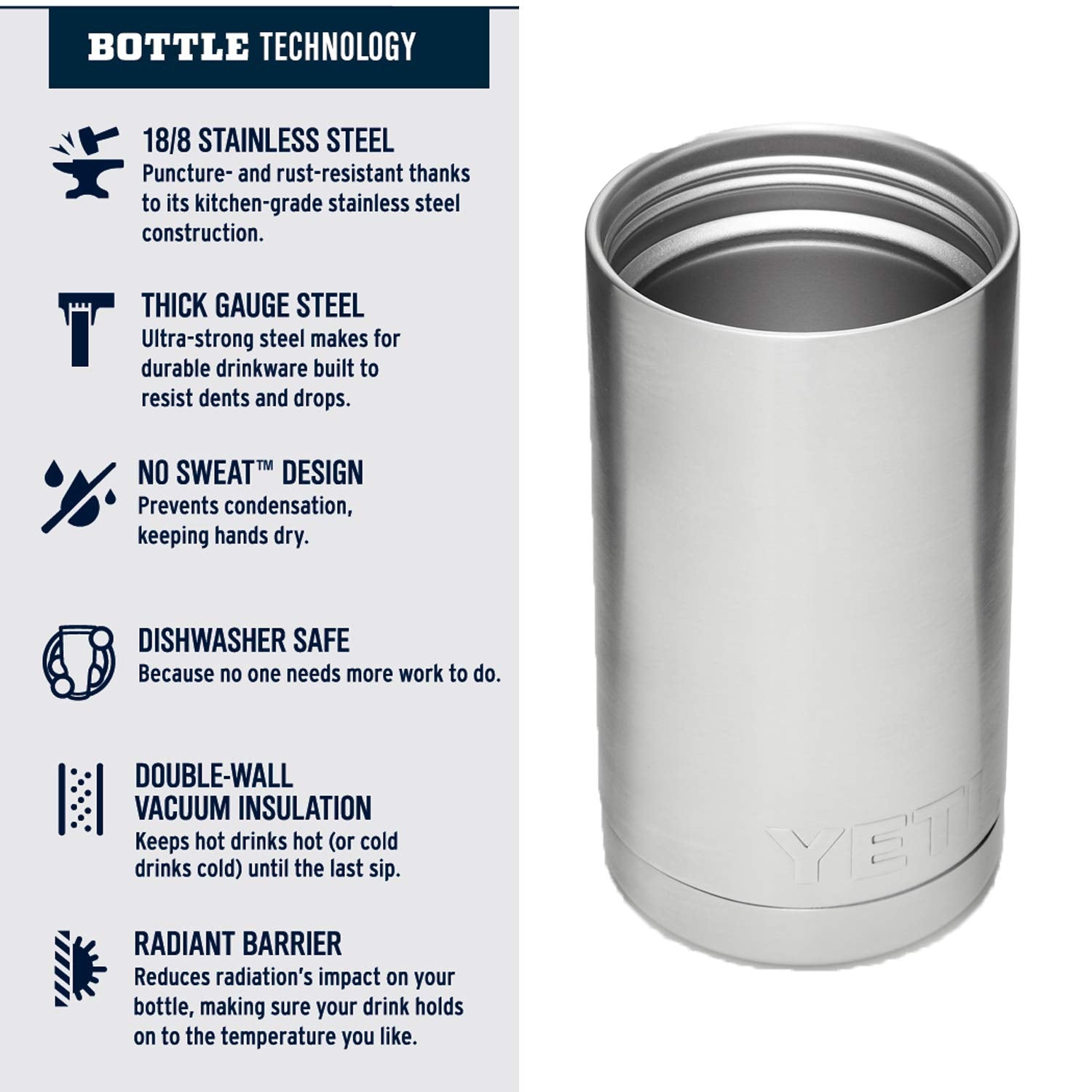 YETI Rambler held in hand for scale showing portable size and easy carry