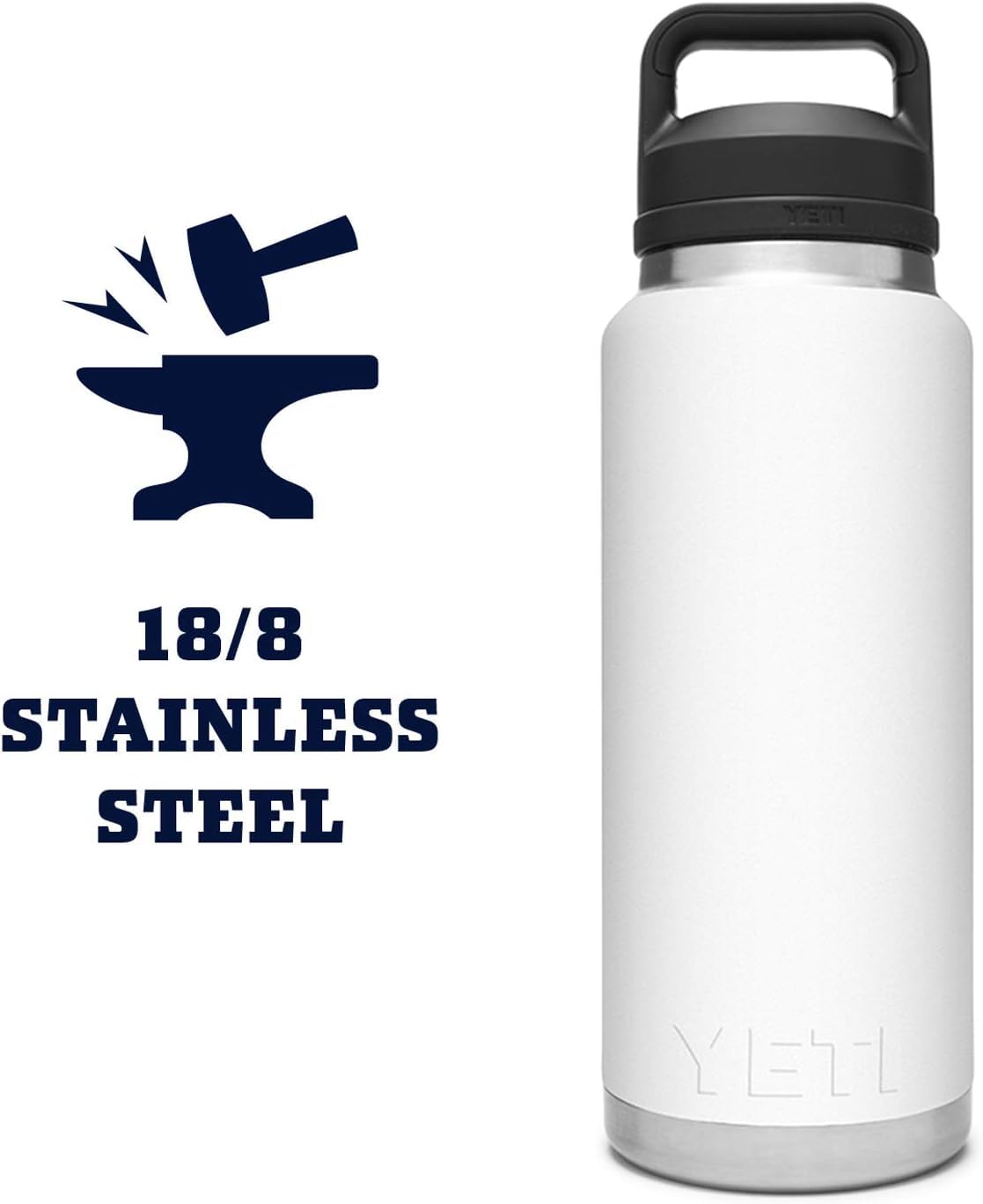 YETI label and cap branding image showing durable construction and leakproof seal
