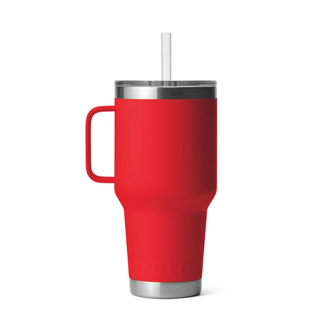 YETI Rambler on campsite table showcasing outdoor durability and utility