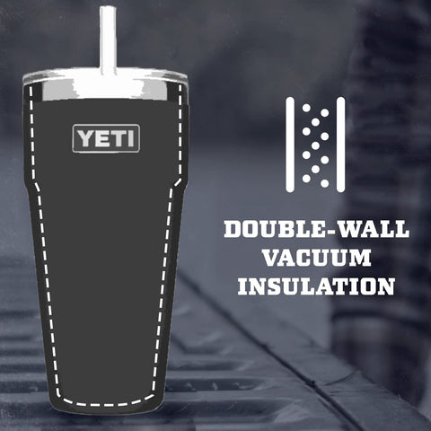 YETI Rambler size comparison next to phone showing 26 oz capacity benefit