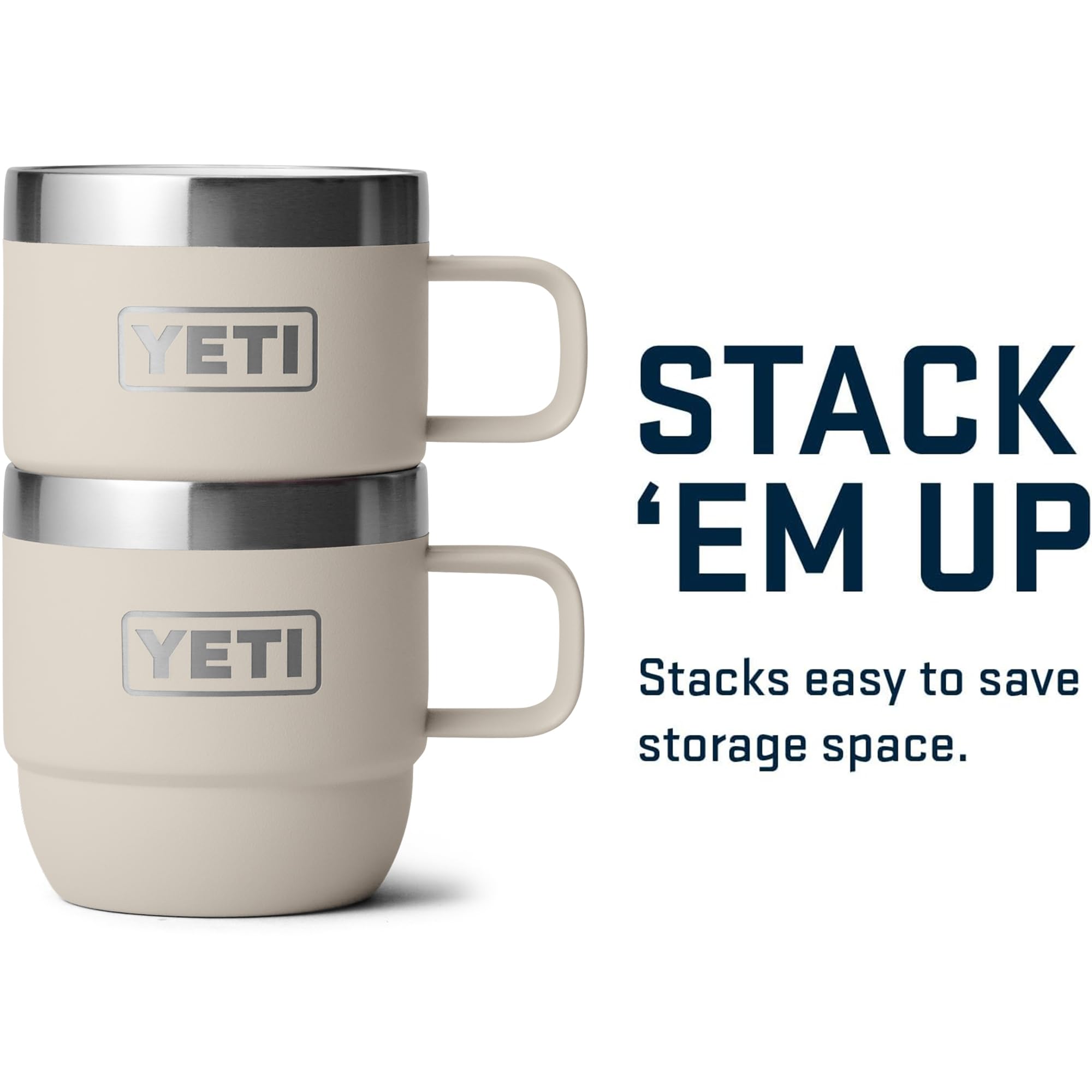 YETI Rambler stacked mugs to save space and simplify storage on counters