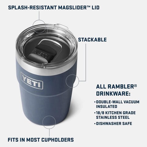 YETI Rambler stacked tumblers saving cabinet space for organized storage