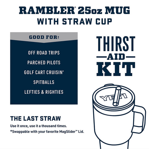 YETI straw lid detail showing reusable straw for convenient sipping benefit