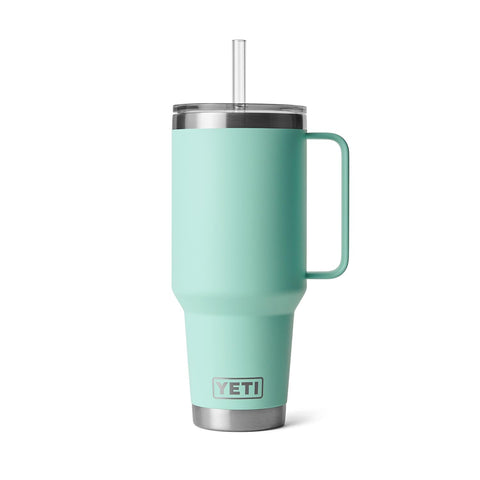 YETI Rambler straw lid detail showing stopper and dishwasher-safe design