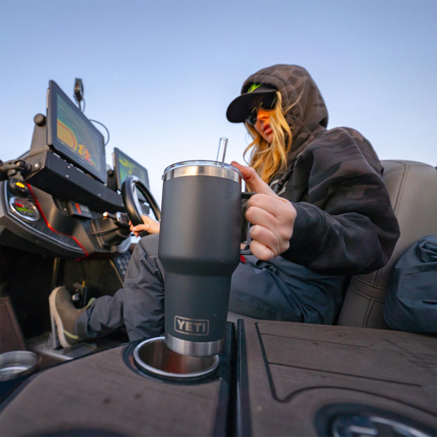 YETI Rambler textured finish close-up showing scratch-resistant exterior for toughness